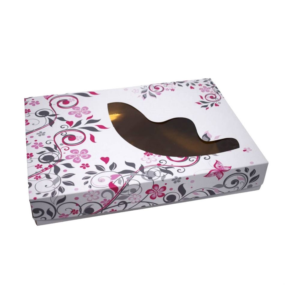 CAJA MARIPOSA 30X22X5 FONDO ORO/BLANCO CON ASA(25UDS)