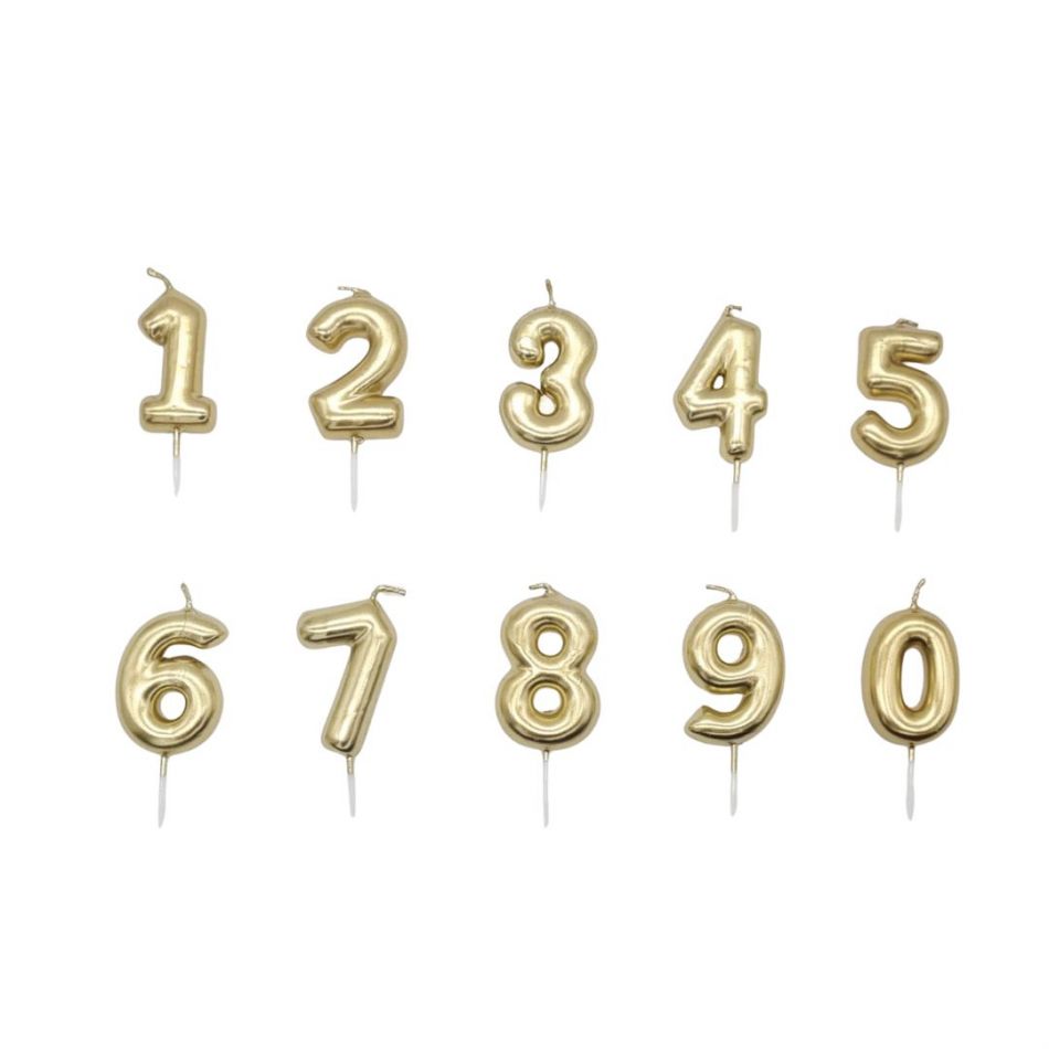 VELA DE NMERO EN ORO 5CM / 10UDS