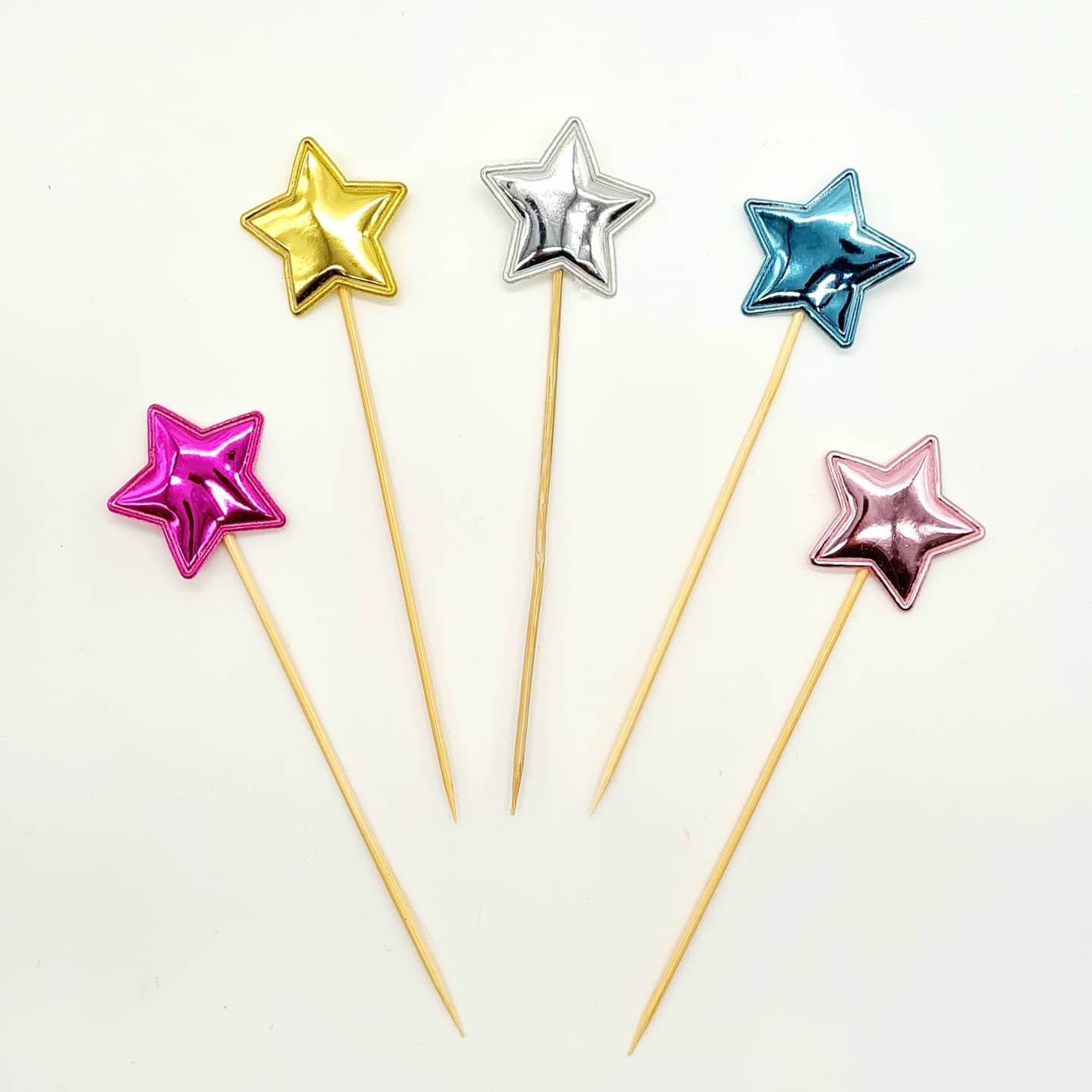 CAKE TOPPERS ESTRELLAS METALIZADAS / 5 UDS