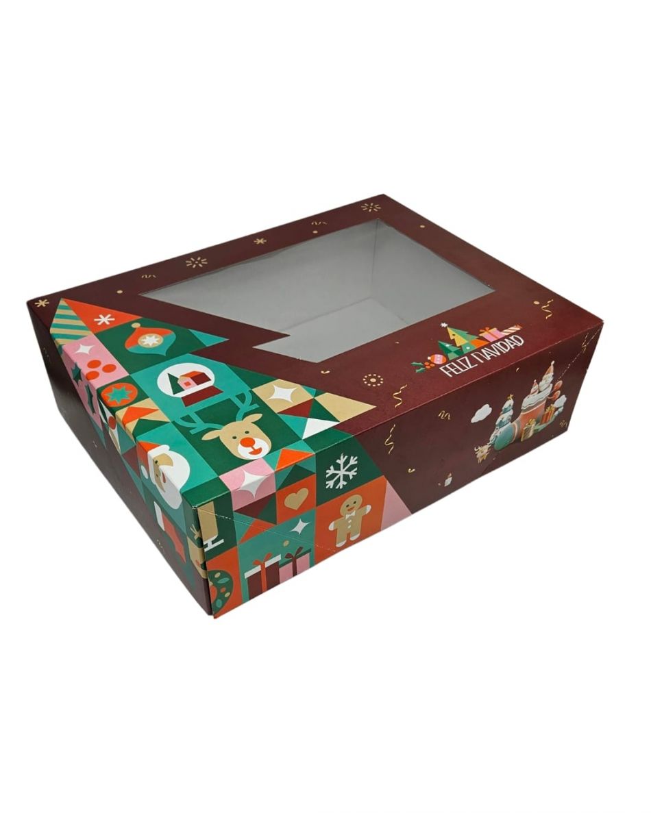 CAJA TRONCO NAVIDAD CON VENTANA 36,5 X 27,5 X 11 CM (25UDS)