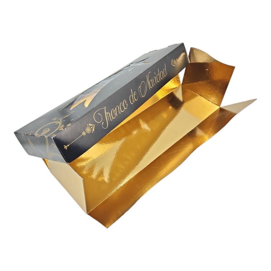 CAJA TRONCO NAVIDAD ESTRELLA 12X38X10 CM FONDO ORO (15UDS)decopast