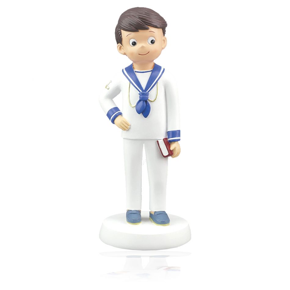FIGURA COMUNIN NIO MARINERO MORENO CON LIBRO 16CM