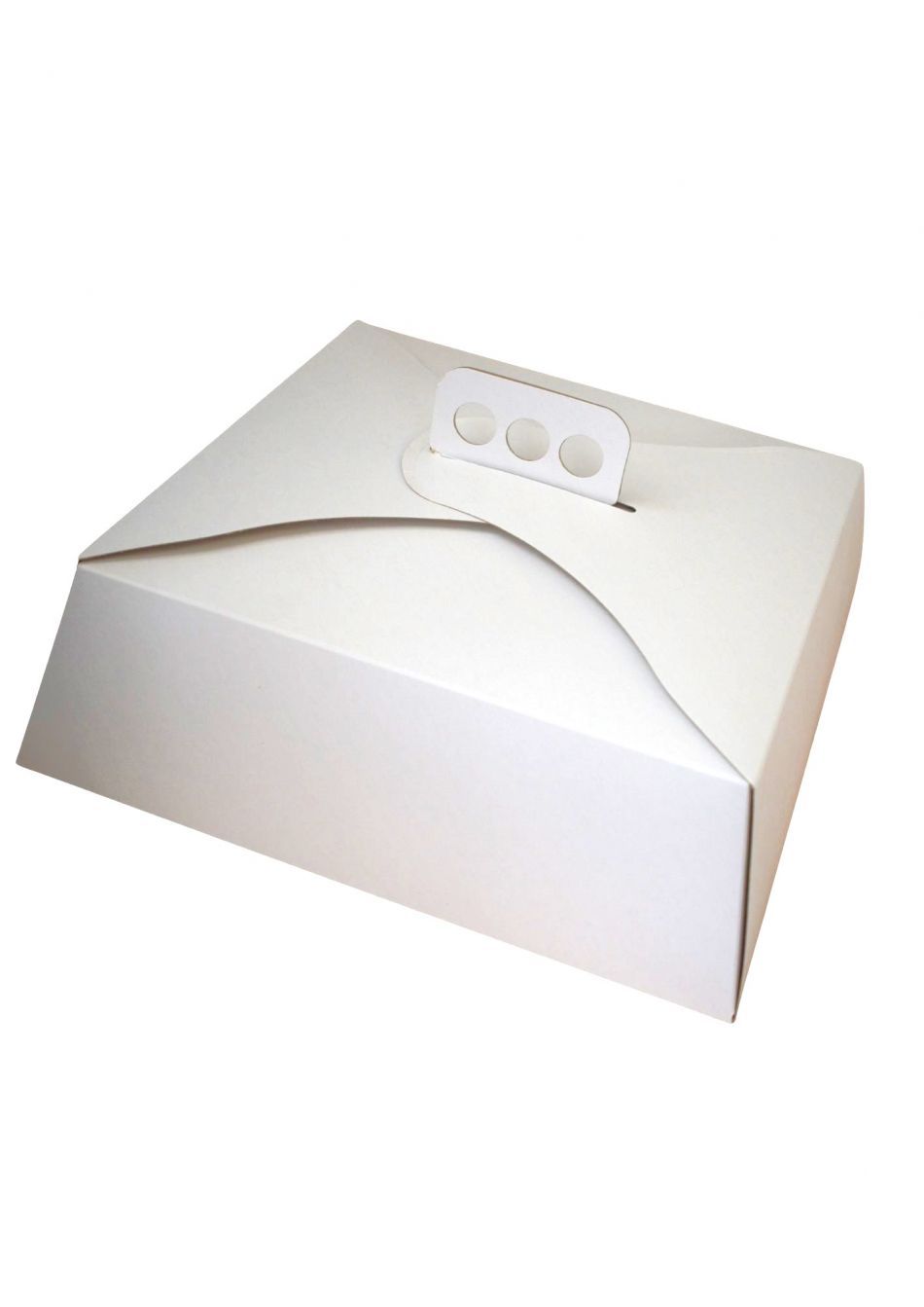 CAJA TARTA BLANCA CUADRADA 32X32X10 CM CON ASA (10UDS) -decopast