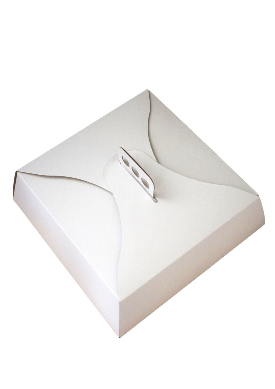 CAJA TARTA BLANCA CUADRADA 32X32X10 CM CON ASA (10UDS) -decopast
