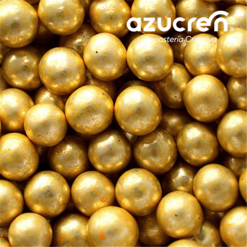 PERLAS ORO METALIZADAS AZUCREN 8 MM. - 90 GRAMOS (SIN E171)