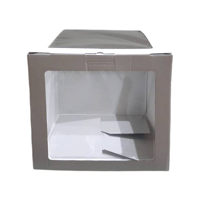 CAJA PARA TARTA BLANCA CON DOS VENTANAS 25X25X25 CM (10UDS) -azucren