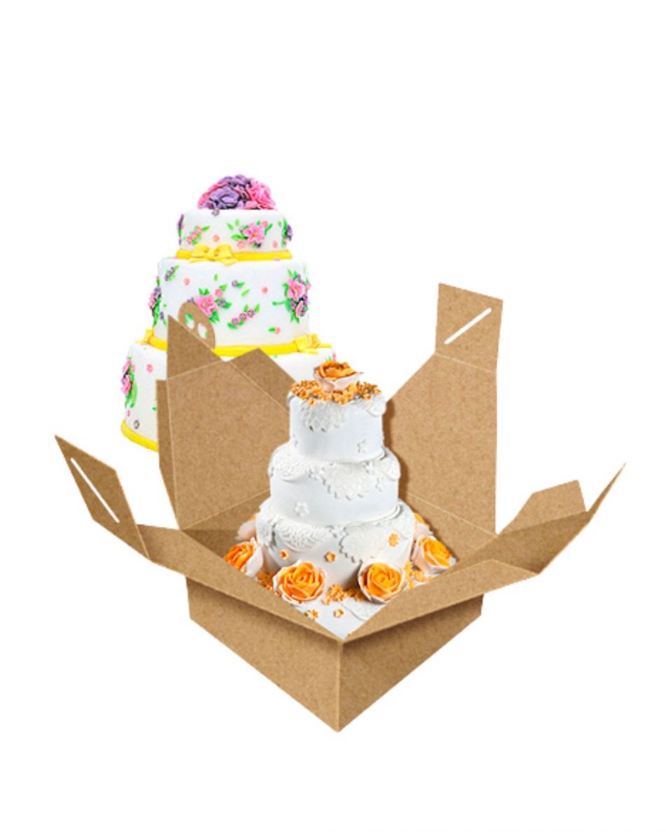 CAJA TARTA KRAFT 24X24X28 CM CON ASA (10UDS)-decopast