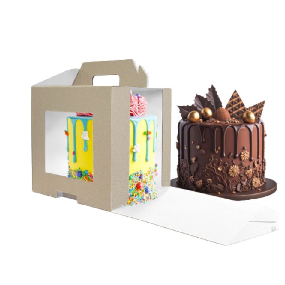 CAJA PARA TARTA REVERSIBLE 28X28X30 CON REDUCTOR HASTA 23CM (10UDS)-decopast