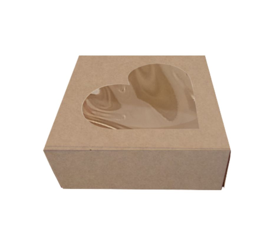 CAJA KRAFT C/VENTANA CORAZON 10X10X3,5 CM (10UDS)-decopast