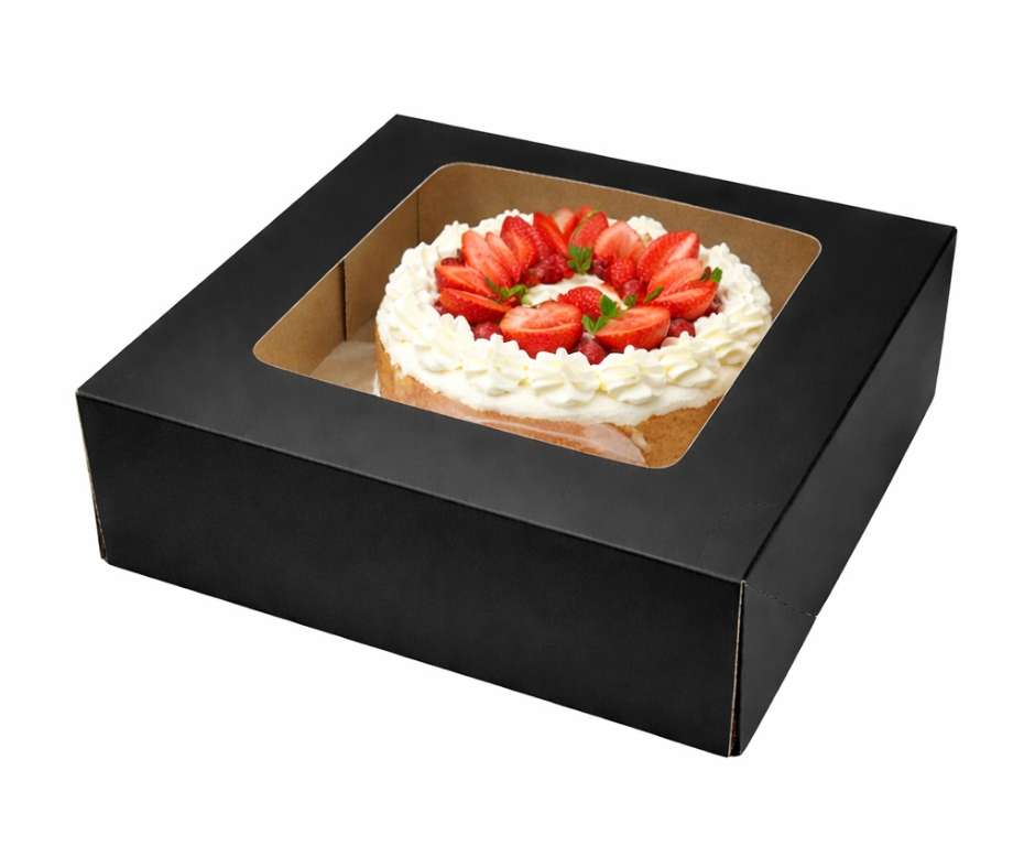 CAJA NEGRA 20X20X7,5 CM CON VENTANA CUADRADA (15UDS) decopast