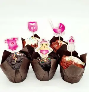 PACK MINI TOPPERS CUPCAKES BABY SHOWER NIA (24UDS)