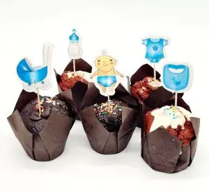PACK MINI TOPPERS CUPCAKES BABY SHOWER NIO (24UDS)