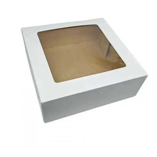 CAJA CUADRADA 20X20X9 BLANCA CON VENTANA (15UDS) decopast