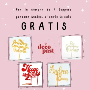 PACK 4 TOPPERS 100% PERSONALIZADOS