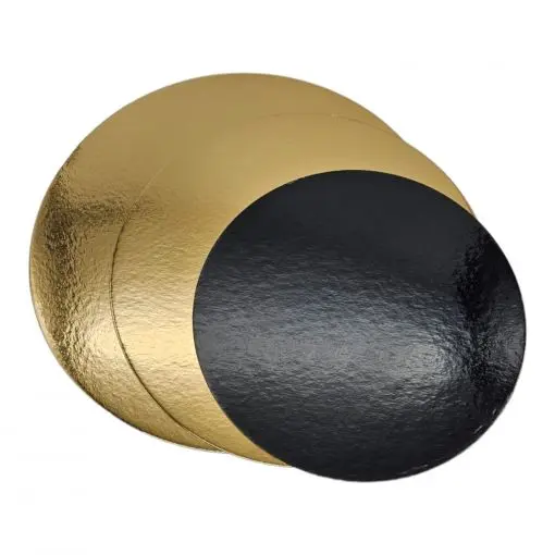 DISCO LISO 28CM X 1MM ORO-NEGRO (25UDS)-decopast