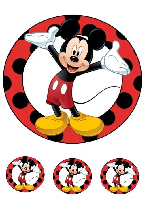 OBLEA AZCAR MICKEY 20 CM + 3 OBLEAS DE 5CM -decopast