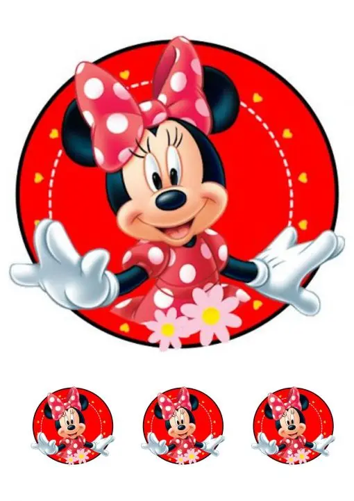 OBLEA AZCAR MINNIE 20CM + 3 OBLEAS DE 5CM-decopast