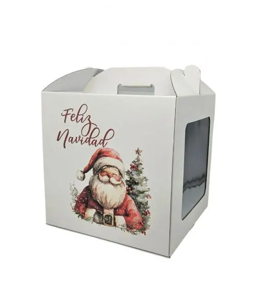 CAJA PARA TARTA  20X20X20CM  FELIZ NAVIDAD (10UDS)-decopast