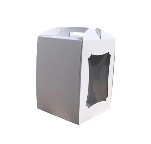 CAJA PARA TARTA 25x25x34CM BLANCA CON VENTANA  (50UDS)-decopast