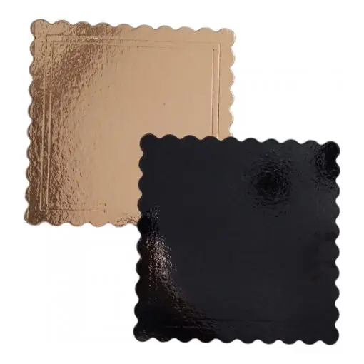 BASE CUADRADA 23 X 23 CM REVERSIBLE ORO/NEGRO 3 MM (5UDS) -decopast