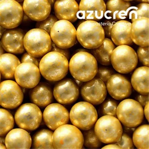 PERLAS ORO METALIZADAS AZUCREN 8 MM. - 90 GRAMOS (SIN E171)