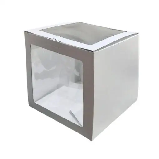 CAJA PARA TARTA BLANCA CON DOS VENTANAS 25X25X25 CM (10UDS) -azucren