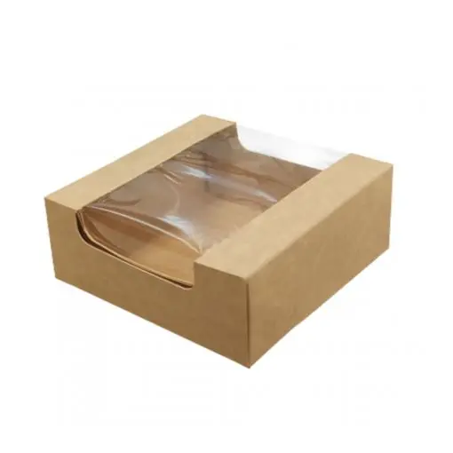 CAJA KRAFT 20X20X9 CM  CON VENTANA / 2 PIEZAS (10UDS)decopast