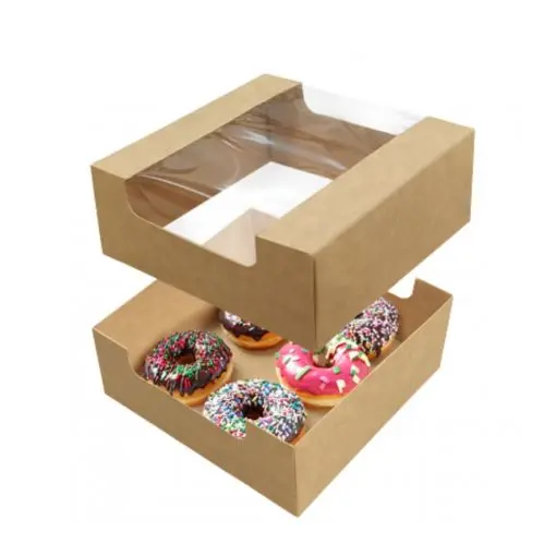 CAJA KRAFT 24x24x11 CM  CON VENTANA / 2 PIEZAS (10UDS)decopast