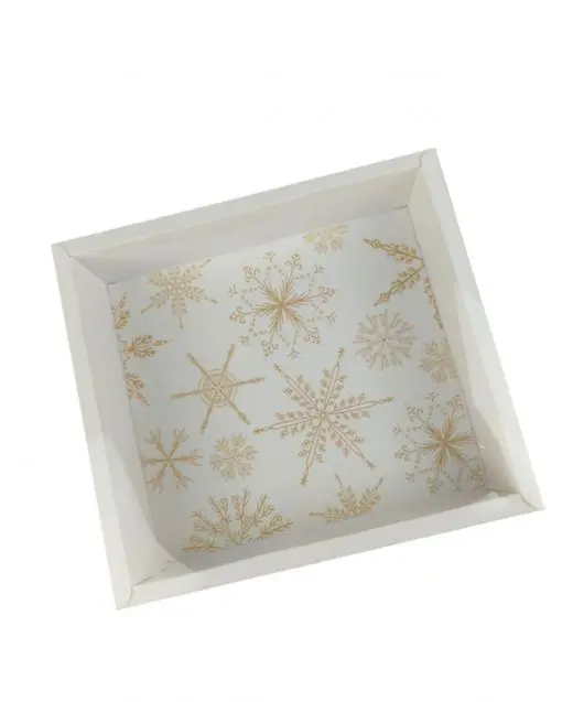 CAJA BLANCA CON TAPA PVC 20X18X5 CM ESTRELLAS ORO (10UDS)-decopast